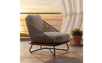 Outdoor Sofa Chair Anti-Corrosion Wood Wicker Armchair Rattan Lounge Chair Woven Rope Design Villa Design for Garden, Balcony