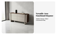 Wood Top Buffet Cabinet Italian Minimalist Styling Living Room Storage Cabinet Designer Design Modern Credenza for Renters, Villa, Entryway