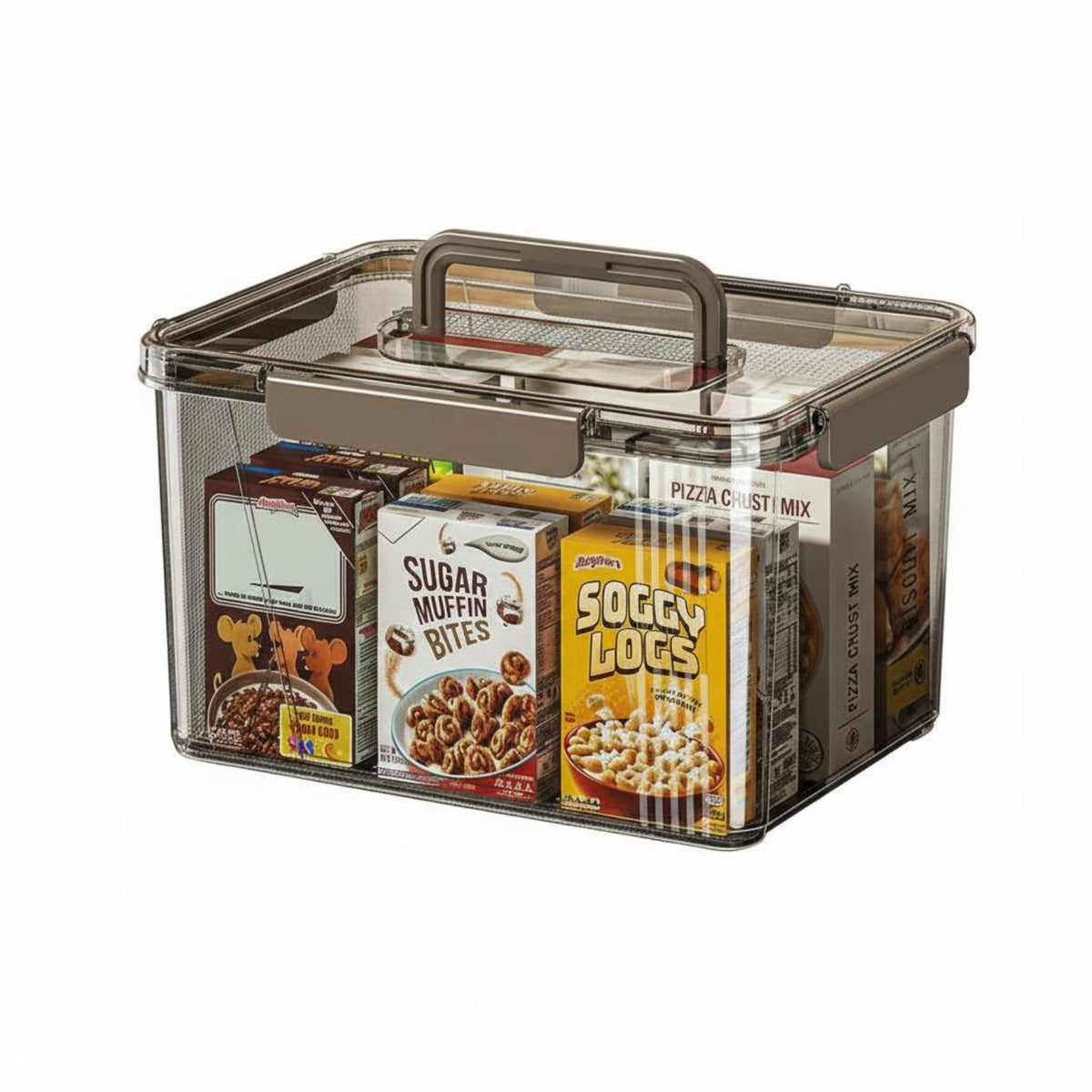 Clear Lidded Tote With Handles Latching Clear container Stackable Design for Families