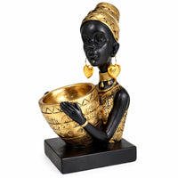 African Girl Bust Cultural African Female Bust Sculpture Contemporary Ebony Woman Statue for Entryway
