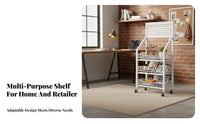 Movable Multi-Tier Rolling Cart Space Saving Storage Rack with Wheels Large Capacity Mobile Shelving Unit Heavy Duty for Shop Owners, Homemakers, Supermarket, Convenience Shop, Living Room, Bedroom