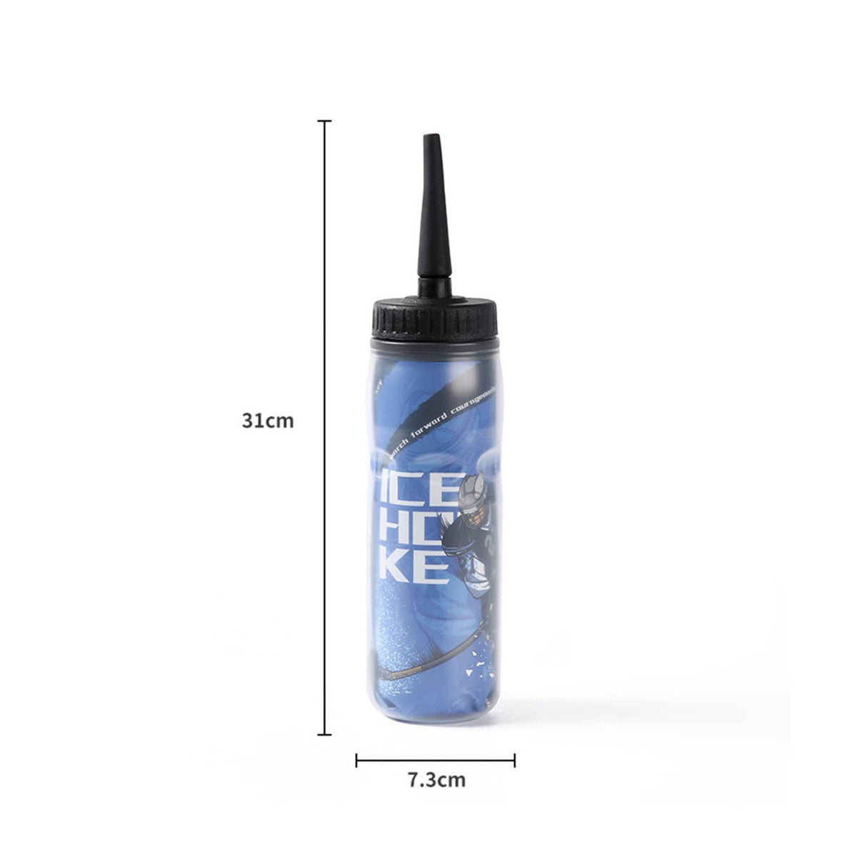 Ice Hockey Water Bottle Single-Hand Long Hockey Bottle Leak-Secure for Cyclists, Athletes, Biking
