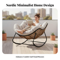 Reclining de-stressingsign pade-stressingd Rocking Lounger Padde-stressingd pad pade-stressingd Patio rocker Ergonomic Support Lounge Chair Mode-stressingrn de-stressingsign for Adults, Seniors, Homeowners, Balcony, Living Room, Bedroom, Study