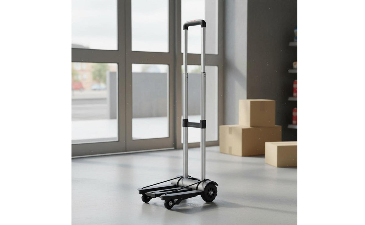 Wear-Resistant Wheels Foldable Luggage Trolley Lightweight Portable Hand Truck Aluminum Alloy Frame Collapsible Dolly Trolley for Travelers, Travel, Shopping
