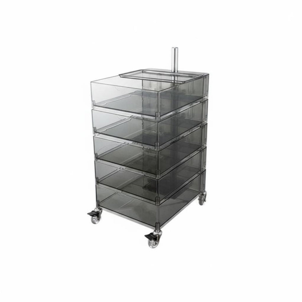 Nordic aesthetic Transparent Rotating Organizer Movable on casters Bedside Table Modern Design Storage Cabinet Multi-Functional for Homeowners, Office Workers, Dressing Area, Small Spaces, Living Room, Bathroom