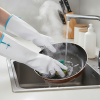 Nitrile Household Gloves for Kitchen Cleaning and Dishwashing, Thickened Plush Lined Waterproof Protective Gloves