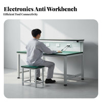 Integrated Light Anti-Static Workbench Thickened Tabletop ESD Safe Desk Heavy Duty Electronics Repair Table Long-Lasting Steel Frame for Technicians, Engineers, Factory Workers, Workshop Oratory