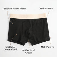 Mens Underwear with Crotch Panel for Daily Use, Breathable High Jacquard Weave for Anti Chafing Comfort
