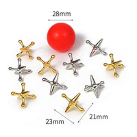 Classic Metal Jacks Game Portable Jacks with Balls Timeless Jackstones Game Tabletop for Children