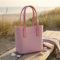 Glossy EVA Tote Handbag uncoveredTop Structured Tote Bag Rounded Corners Rectangular Loop-Handle Bag Boxy