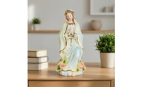 Blessed Mother Mary Statue with Warm-Glowing Praying Mary Statue Religious Sculpture for Bookshelf