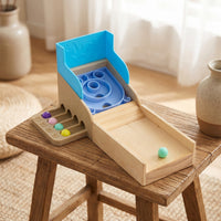 Wooden Marble Toy with Sloped Ramp Tabletop Arcade Toy Educational Marble Run Set for Kids