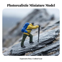 1:64 Scale People Model High Intricacy Mountaineering Miniature model:64 Scale People Figure Highly Detailed for Dioramas