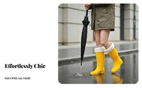 Women's Knee-High Rain Boots Removable Lining Knee High Rain Boots Non-Slip Sole Fleece Lined Rain Boots for Rainy Days, Outdoor, Gardening