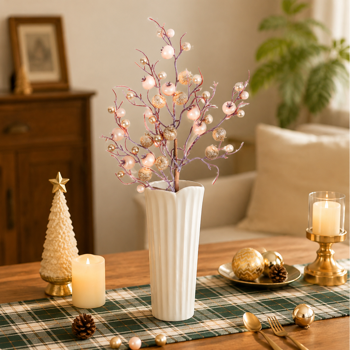 Wreath, Entrance, Flower Wreath, Housewarming Gift, Artificial Eucalyptus Wreath, Pearl White, 48cm, Artificial Flowers, Decoration