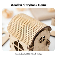 Educational Toy DIY Wooden Fairy House Kit Creative Gift Arched Roof Elf House Model Home Decor for Hobbyists, Adults, Desktop Decoration