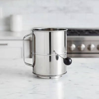 8 Measure Baking Sifter Rotating Agitator Hand Crank Flour Sifter Stainless Steel Flour Sieve Lightweight for Home Cooks