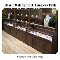 Solid Wood Jewelry Cabinet Elegant Design Vintage Antique Display Case Sturdy Construction Freestanding Jewelry Showcase for Collectors, Retail Store