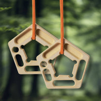 2 Pieces Hanging Climbing Training Board Pentagonal Wooden Training Board with Cords Portable Hangboard with Rope Travel-Friendly for Climbers, Athletes, Home Gym