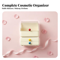 Large Capacity Makeup Display Box with Drawers lintresistant Cover Footed Cosmetic Organizer with Drawers Elegant Design Vanity organizer Portable Handle for Skincare Lovers, Women, Adults, Dressing Table, chest of drawers Top, Bedroom, Bathroom Counter
