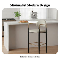 Modern design Upholstered Highrear Stool with Arms Footrest Included Bar Chair Soft paded Seat Seating Furniture Easy to Clean for Business Owners, Adults, Homeowners, Restaurant, Cafe, Bistro, Kitchen Counter