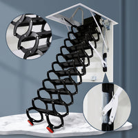Folding Loft Staircase Overhead-Mounted Retractable Loft Ladder Space-Saving Pull down Attic Ladder for Homeowners, Builders, Mezzanine