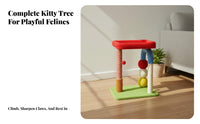 U-Shaped Feline Climbing Frame Colorful Design Feline Playground Space-Saving Pet Supply for Apartment, Indoors, Living Room