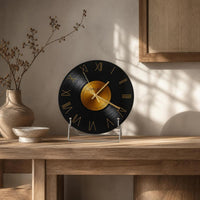 Retro Vinyl Record TV Cabinet Desktop Clock Ornament with Stand