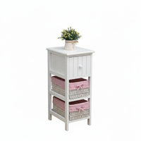 Space-Saving Narrow Rattan Nightstand Slim contour Side Cabinet Woven Drawer Front Household Furniture Minimalist and design for Apartment Dwellers, Students, homeowners, Bedroom, Tight areas, Dorm Room, Office