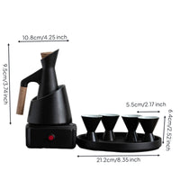 Sake Warmer Set Antique Style Heated Drink Bottle and Cups Home Bar Accessory Drinkware for Tea Room