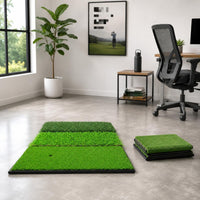Foldable Golf Hitting Mat Three-Section Indoor Golf Practice Mat Tear-Resistant