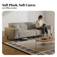 French Cream design Straight 3-Seater Settee High-Leg Design Deep Seat 3-Person Couch Small Space space-efficient Sofa Comfortable Seating for Apartment Dwellers, Homeowners, Families, Lounge Area, Home
