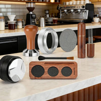 Solid Wood Espresso Tamper and Distributor Set Food-Grade Stainless Steel Espresso Tamper Station Kit Keeps Countertop Tidy for Baristas