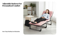 Foldable Design Portable Office rest cot Space-Saving Adjustable Padded Recliner Sturdy Frame Folding Bed No Assembly Required for Guests, Adults, Campers, Guest Room, Balcony, Camping, Patio