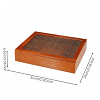 With Lid 9-Grid Jewelry Organizer Desktop Use Retro Wooden Trinket Box Exquisite Finish for Vanity, Bedside Table