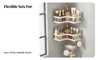 Drillwithout Charge Installation Adhesive Shower Organizer Set No Drilling Adhesive Corner Shelf Set Waterproof Bathroom Fixture Hollow Drainage Design for Homeowners, Families, Students, Restroom, Kitchen