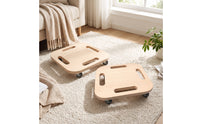2 Pieces Wooden Sliding Discs with Wheels Wheeled Sliding Exercise Disc Discs Versatile Fitness Sliders for Home Gym, Apartment Workouts