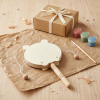 DIY Wooden Rattle Drum Even-Surfaced Handle Unfinished Wooden Rattle Drum Kids' Craft Supply for Art Workshop