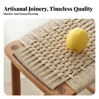 Vintage Design Backless Woven High Seat Built-in Footrests Bar Stool Breathable Counter Chair Anti-Slip Footpads for Homeowners, Business Owners, Interior Designers, Kitchen, Restaurant, Cafe, Dining Room