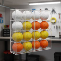 Clear Golf Ball Display Box Transparent Golf Ball Display Case with Acrylic Door Multi-Compartment Rack Dust-Resistant for Collectors, Golfers, Office, Desk, Retail