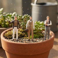 3 Pieces 1:64 Scale Figurine Set Detailed Clothing Hand-Painted Resin Figurines Colored Finish British-Style Miniature Figures