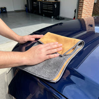 Dual-Sided Microfibre Cloth, Suede Car Towel and Microfibre Towel, 30x30cm Absorbency Anti-Tear Detailing and Polishing Cloth