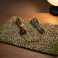 Dark Gray Roadbed N-Scale Curved Turnout Metal Rails Mini Curved Turnout Track Compact N Scale Track Realistic Detail for Layout Use