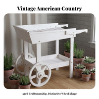 Wooden Garden Carrier Distressed Finish Decorative Garden Cart Solid Wood Decorative Garden Trolley for Homeowners, Shop Owners, Balcony, Patio