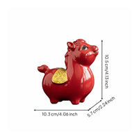 Chinese Astrological Horse Ornament Symbol of Luck & Success Ceramic Horse Statue Elegant Design Vermilion Equine Figurine for Entryway