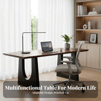 Multi-Purpose Solid Wood Dining Table Spacious Tabletop Large Dining Table Sturdy Construction Walnut Finish Work Desk Rounded Corners for Office Workers, Homeowners, Design Enthusiasts, Living Room, Gatherings