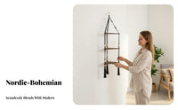 Bohemian Design Macrame Corner Rack Hand-Woven Macrame Corner Hanger Space-Saving Plant Holder Multi-Tiered for Home Decorators, Apartment Dwellers, Pet Owners, Living Room, Bedroom, Balcony, Bathroom