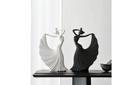 2 Pieces Artistic Dancer Figurine Modern Dancing Figurine Pleated Abstract Woman Statue Decorative for Art Lovers, Homeowners, Tabletop, Living Room, Entryway, Shelf