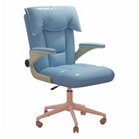 Adjustable Height Upholstered Rolling Chair High Back Support Upholstered Rolling Chair with Armrests Soft Cushioning Swivel Seat Ergonomic for Students, Adults, Teens, Study Room, Bedroom, Vanity