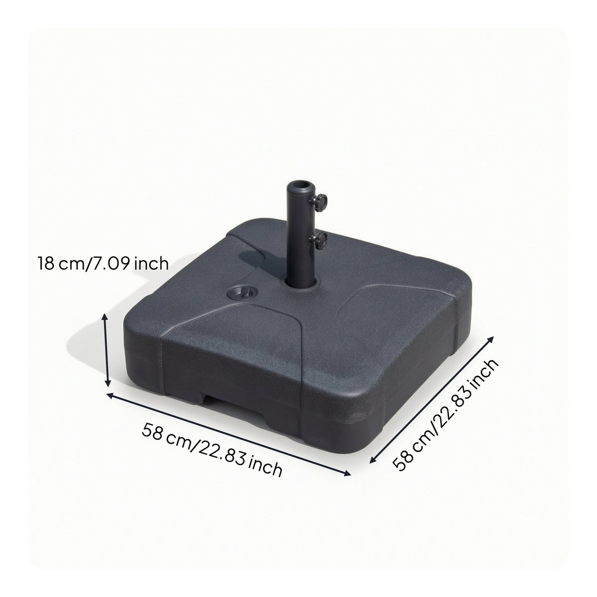 Square Patio Umbrella Base Heavy Duty Fillable Umbrella Base Sturdy Stand Long-Lasting for Backyard